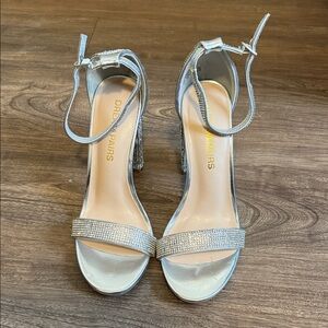 Dream Pairs Shimmering Silver Heels